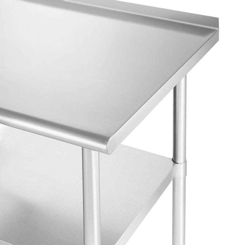 48" Stainless Steel Work Table with Backsplash and Wheels