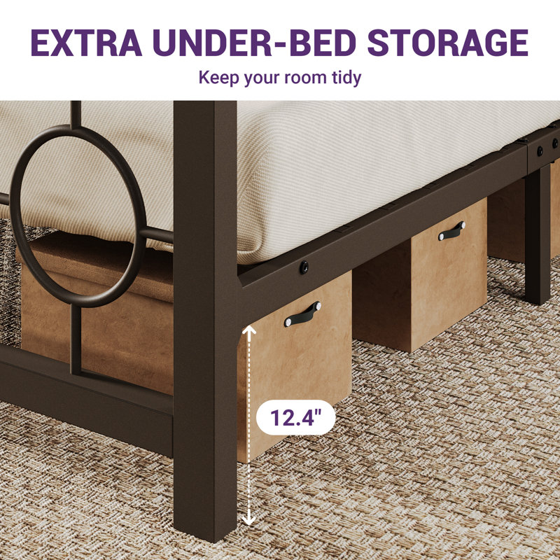Mauppin Metal Slat Bed, Queen, Brown