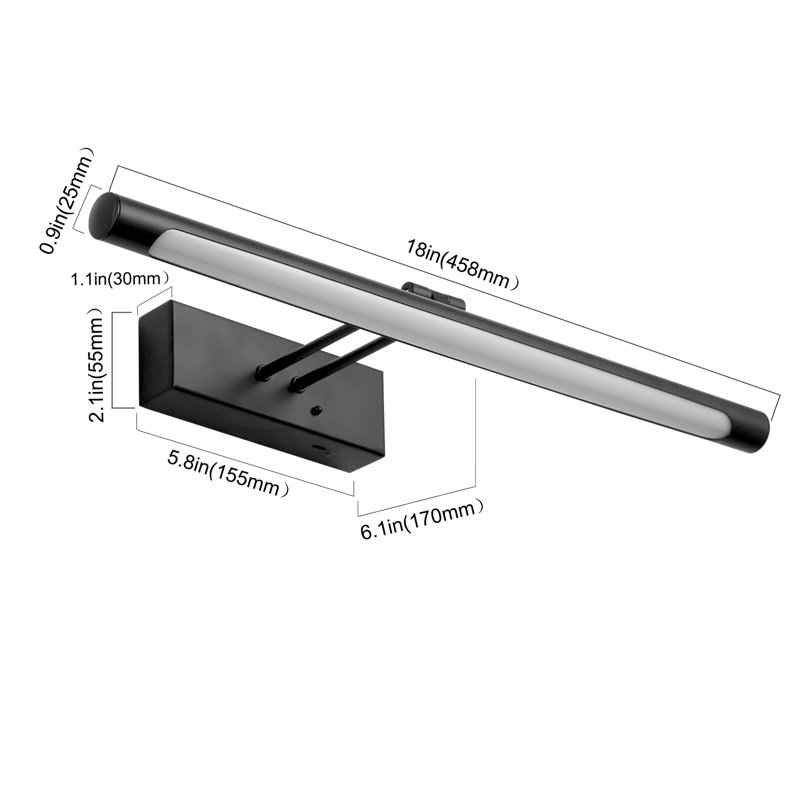 18'' Picture Light with Remote - Dimmable 3CCT Adjustable Swing Arm, Wireless Battery Operated Wall Light for Artwork & Paintings