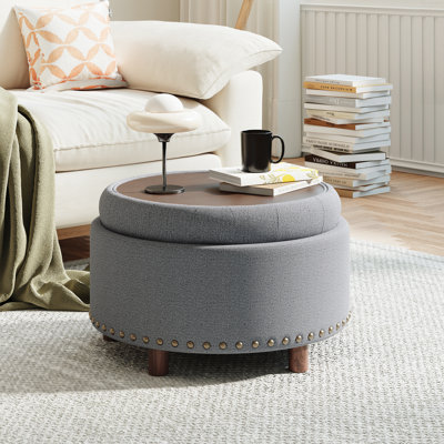 25'' Oversized Upholstered Round Storage Ottoman