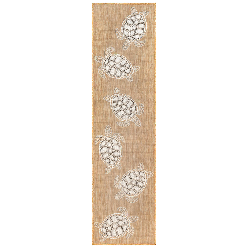 Tapis brun clair intérieur / extérieur Ashwin, Tapis de couloir 1 pi 11 po x 7 pi 6 po