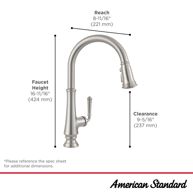 American Standard Delancey Pull Down Kitchen Faucet, Legacy Bronze