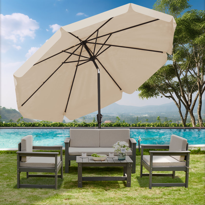 Parasol de marché pour patio extérieur, Beige, H 100 po x l 120 po x P 120 po