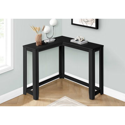 Console d'entrée de chambre à coucher pour le salon, table d'appoint d'angle étroite en stratifié noir transitionnel, stable 2 pour l'ameublement, la décoration, la fonctionnalité et la console de rangement pratique