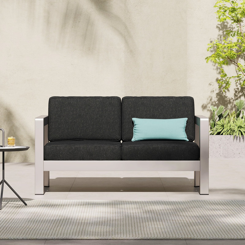 Causeuse d'extérieur 55,25 po avec coussins, gris