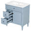 Meuble-lavabo de 30 po avec lavabo, armoire de salle de bain autoportante gris-bleu avec tiroir rabattable et tablette réglable, structure en bois d'hévéa massif, panneaux de fibres à densité moyenne et poignées en métal-629345714