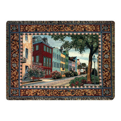Jeté de tapisserie en coton manuel 51 po x 68 po Rainbow Row