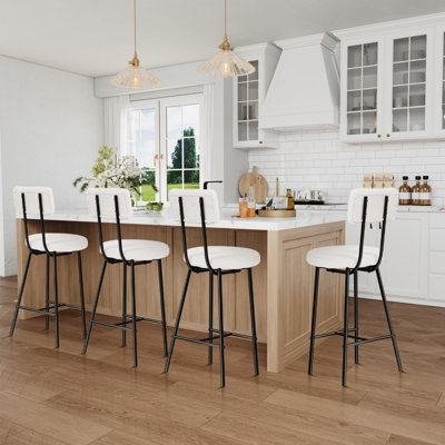 Modern Upholstered Bar Stools with Curved Back