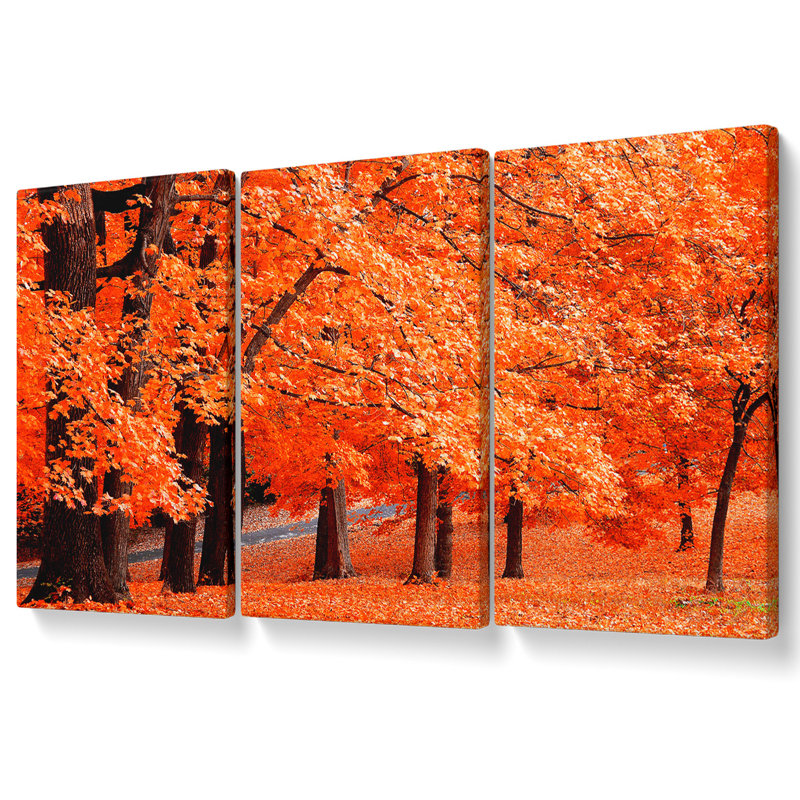 Orange Tree Parade - 3 Piece Wrapped Canvas Print, 81.3cm H x 163cm W