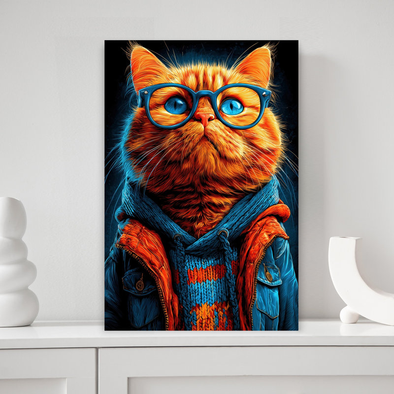 Chat orange élégant, H 18 po x l 12 po