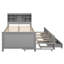 Lit plateforme simple avec tête de lit avec rangement, USB, cadre de lit en bois avec lit gigogne simple et 3 tiroirs, pour enfants, adolescents, garçons, sans sommier, facile à assembler, gris-1950388053-1950388050