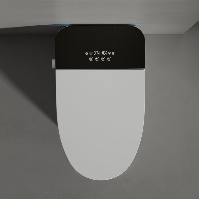 Toilette intelligente sans réservoir avec bidet intégré, siège de toilette bidet une pièce, chasse d'eau automatique, ouverture / fermeture automatique, siège chauffant, eau chaude et sèche, température réglable, télécommande latérale, blanc a