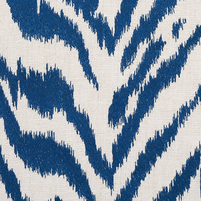 Quincy Embroidery On Linen Fabric, Navy