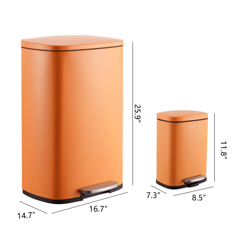 Steel Step On Kitchen Trash Can - 13.2 Gallons, Carrot Cake