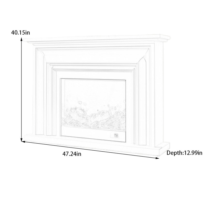 Élégante cheminée à conception tridimensionnelle, H 40,15 po x l 47,24 po x P 12,99 po, Noir, noir, noir, noir