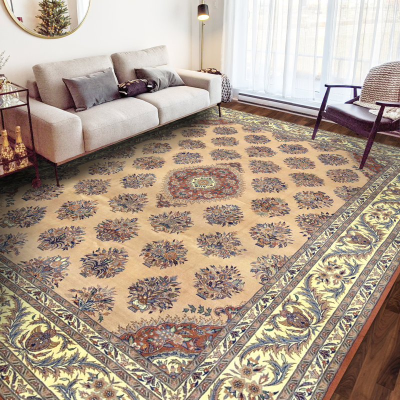 Tapis rectangulaire en laine noué à la main