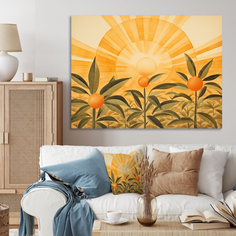 «Bright Sun Blossoming Sunflowers», impression rétro sur toile, H 12 po x l 20 po x P 1 po, Toile tendue
