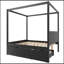 Grand lit plateforme avec auvent pour lit gigogne simple et 3 tiroirs de rangement-1126698473