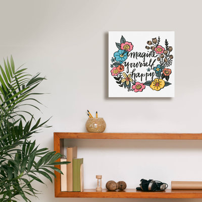  'Imagine Yourself Happy Color' by Elizabeth Caldwell Canvas Wall Art, 12" x 12"