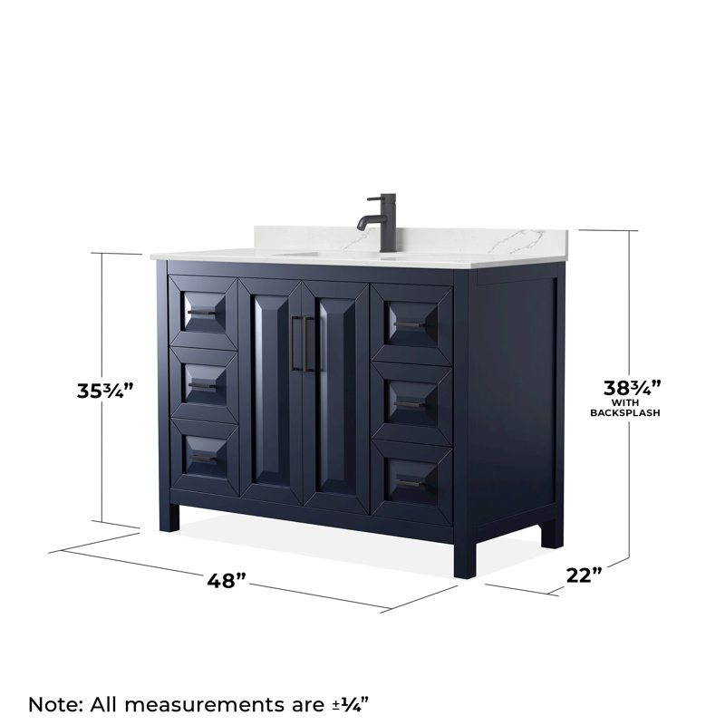 Daria 48'' W Vanity, Matte Black, Blue, Giotto Quartz