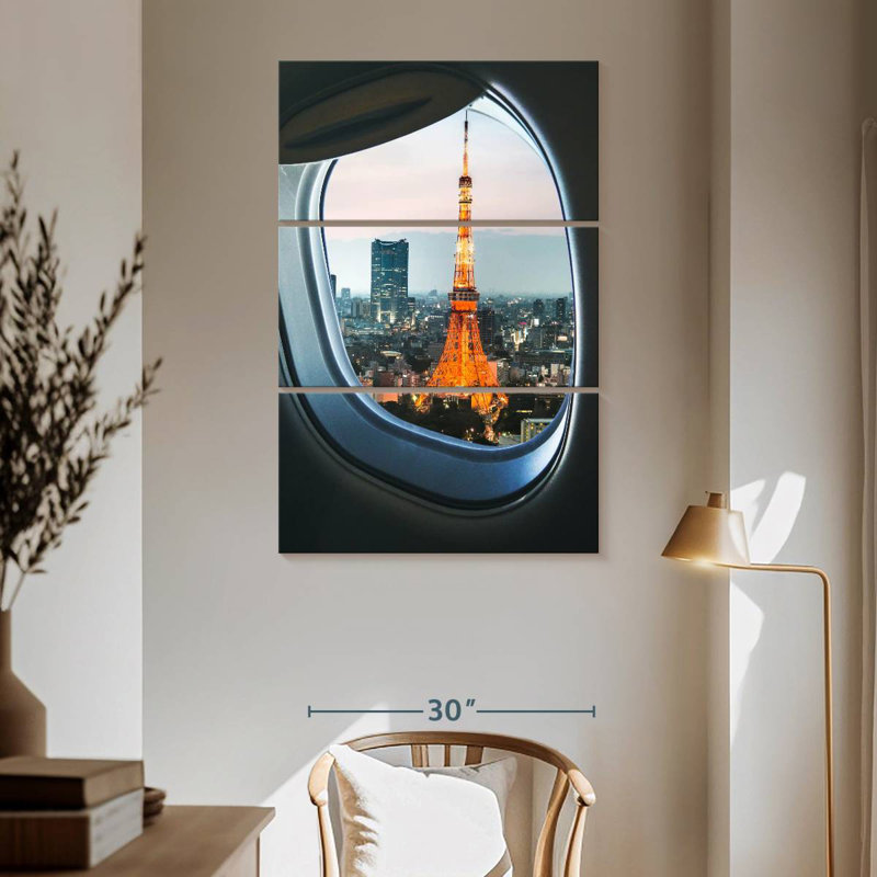 Nicci Tokyo Tower Plane Window View, 65" H x 42" W