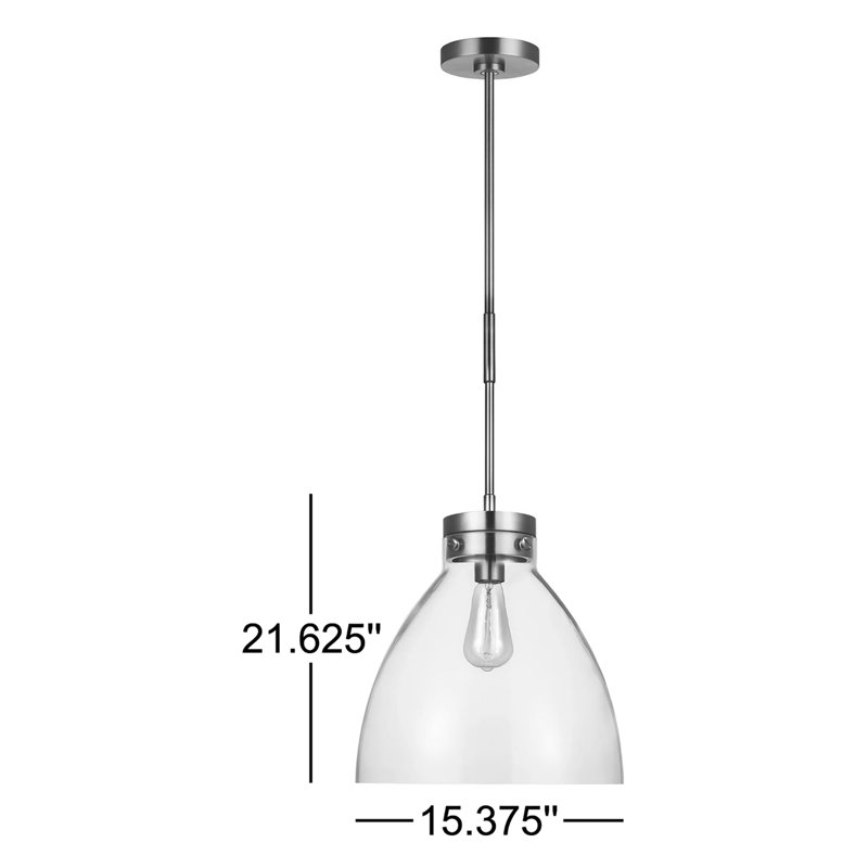 Garrett 1 - Light Single Bell Pendant by Chapman & Myers, Polished Nickel