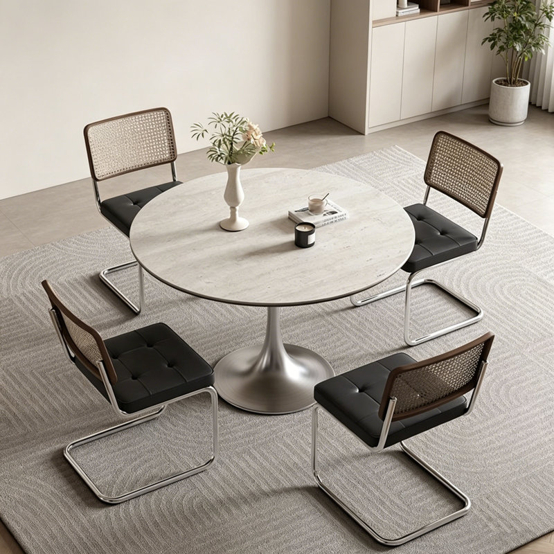 Table de salle à manger Mid-Century, Table, 6 chaises, H 29,5 po x l 39,4 po x P 39,4 po
