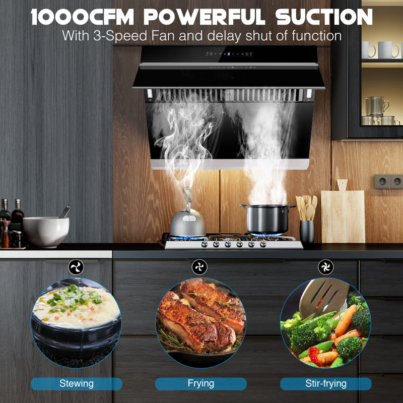 SNDOAS 30" 1000 CFM Convertible Range Hood with Baffle Filter, Matte Black