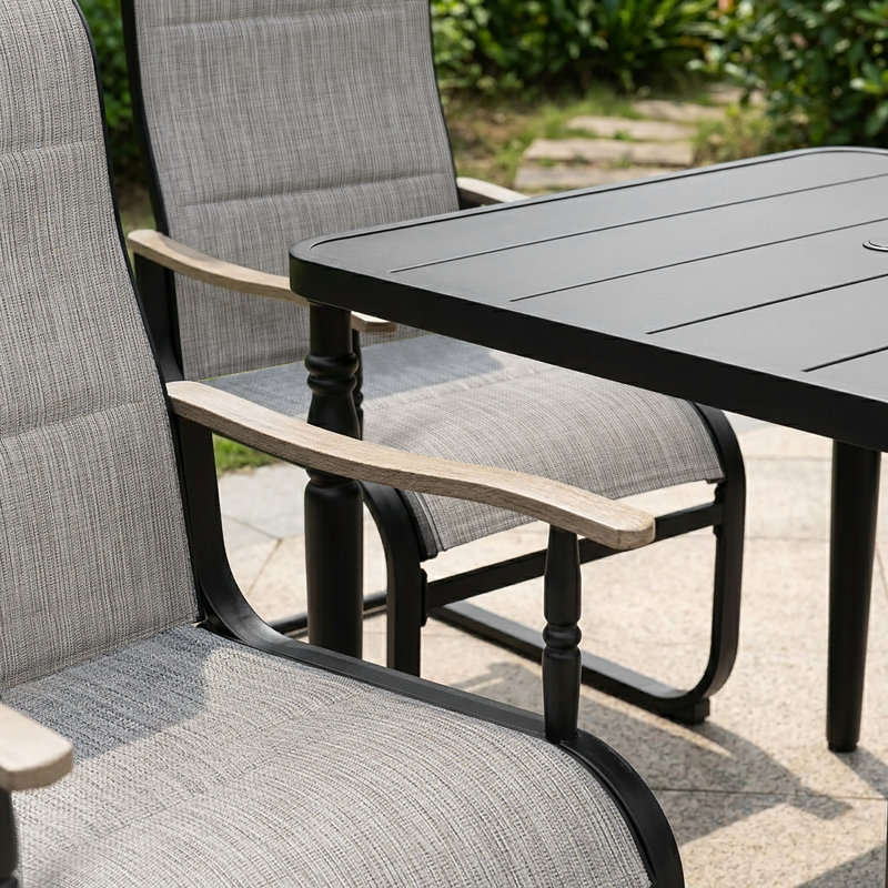 Ensemble repas 5 pièces pour l'extérieur avec chaises à ressorts en C textilene, Square, H 28,7 po x l 37 po x P 37 po, 4