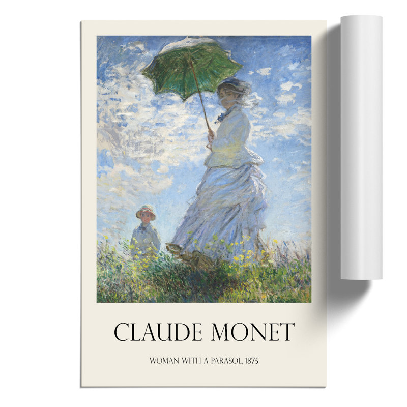 Woman with a Parasol by Claude Monet - Unframed Painting, 42cm H x 30cm W x 0.1cm D