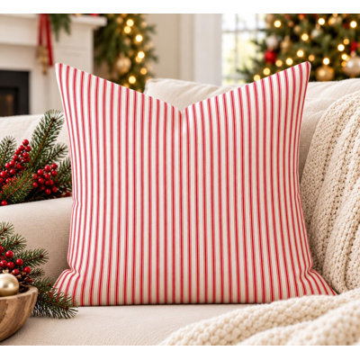 Coussin décoratif de Noël à rayures rouges et blanches