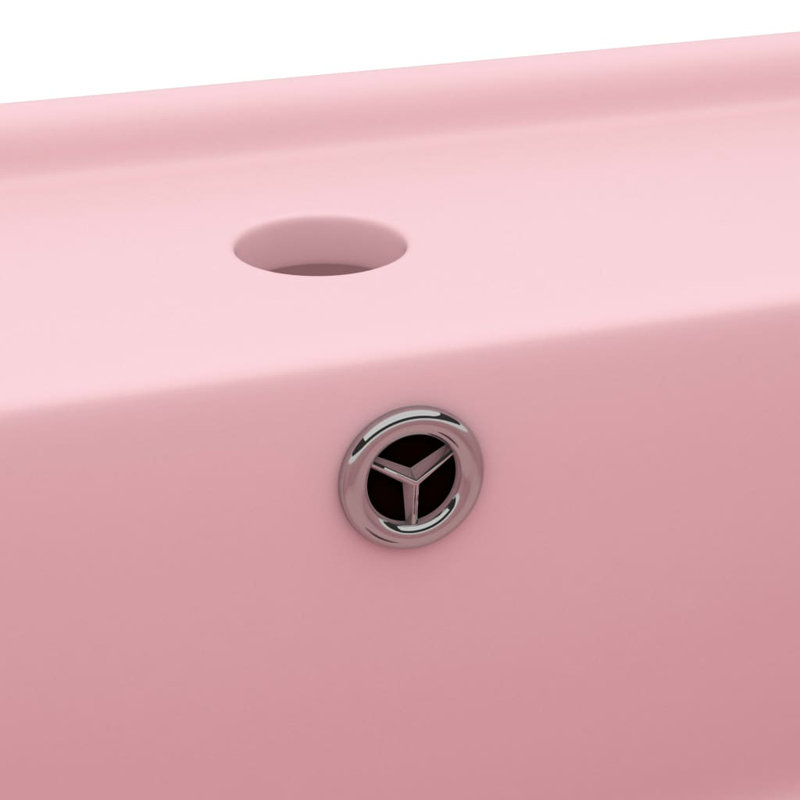 Belfry Bathroom Juillac 410mm L x 410mm W Ceramic Square Sink with Overflow, Pink
