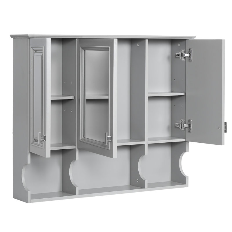 28.7'' High Medicine Cabinet In Wall Mounted Fashion, With Both Closed And Open Storage, Elegant Look 35'' Modern Bathroom 3 Doors, Adjustable Shelves - Quality Finish