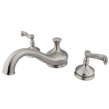 Double Handle Deck Mounted Roman Tub Faucet, Brushed Nickel