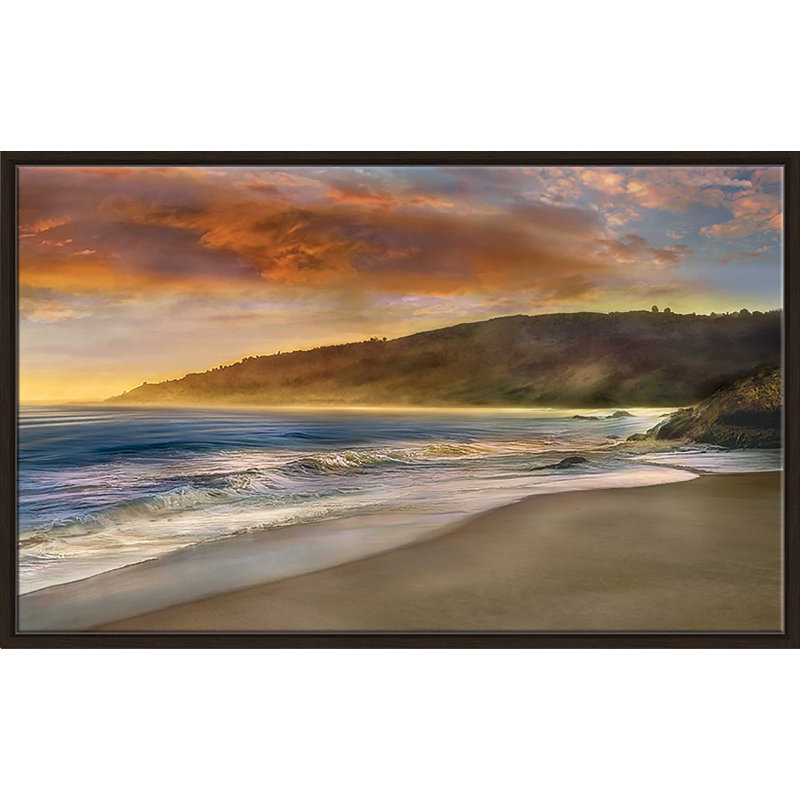 " Malibu Sun " by Mike Calascibetta, 21.5" H x 33.5" W x 2" D, Espresso Floater Frame