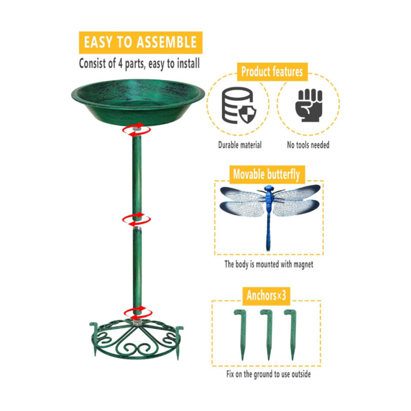 Sybile Metal Stake Birdbath