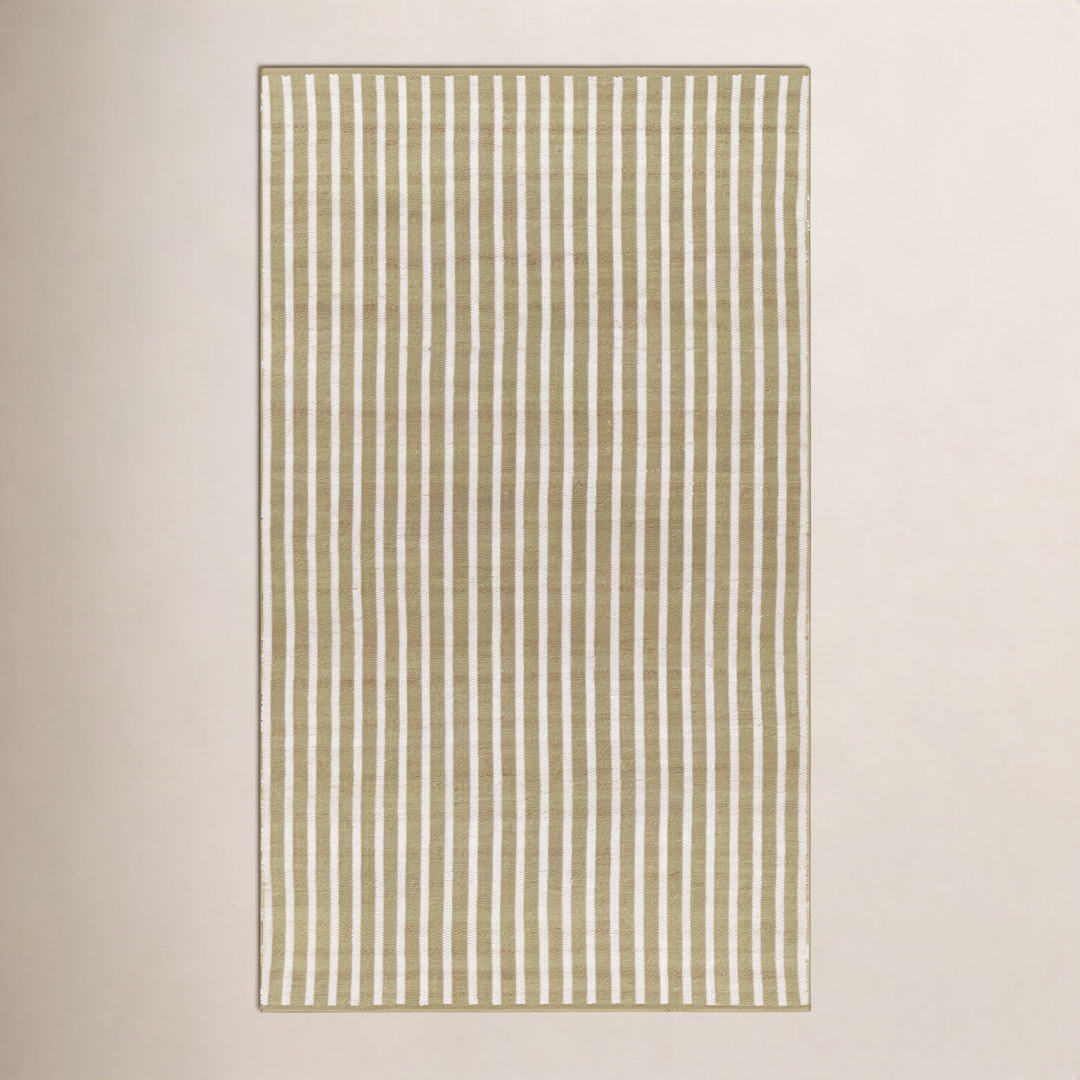 Acerra Green Hand-Woven Striped Outdoor Rug, Rectangle 2' x 3'