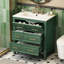Ensemble de meuble-lavabo avec lavabo en céramique, ensemble de meuble-lavabo simple autoportant avec 3 tiroirs, armoire de rangement en bois massif, vert