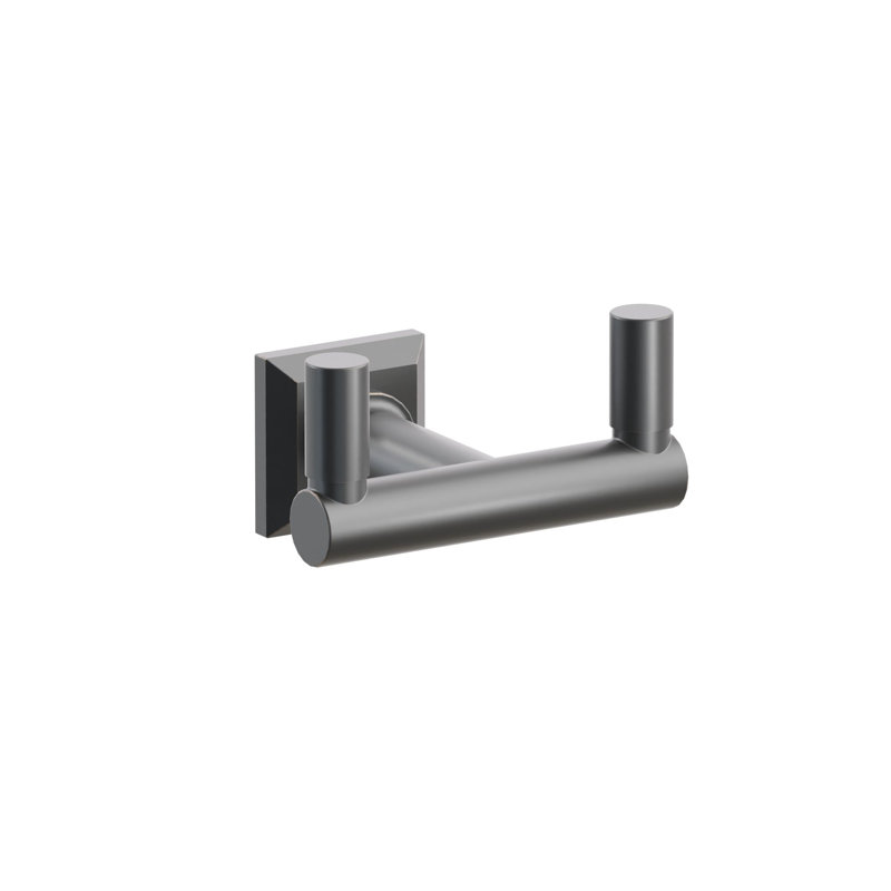 Emtek Select Double Hook w/ Chamfered Square Rosette, Round Stem & Smooth Tip, Oil Rubbed Bronze