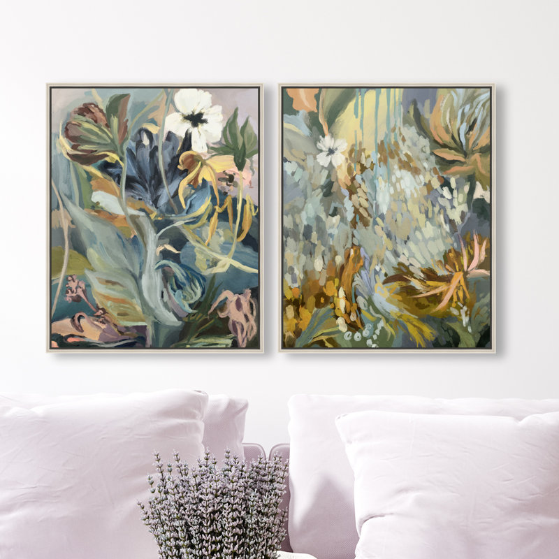 Moss Overlap Set Set by Oliver Gal, 50"H x 42"W, Silver Floater Frame