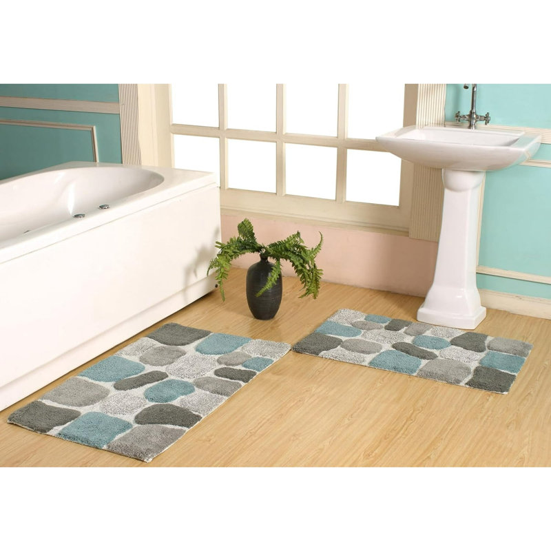Ensemble de tapis de bain Creline, L 24 po x L 40 po, l 21 po x L 34 po, Baie de Biscaye
