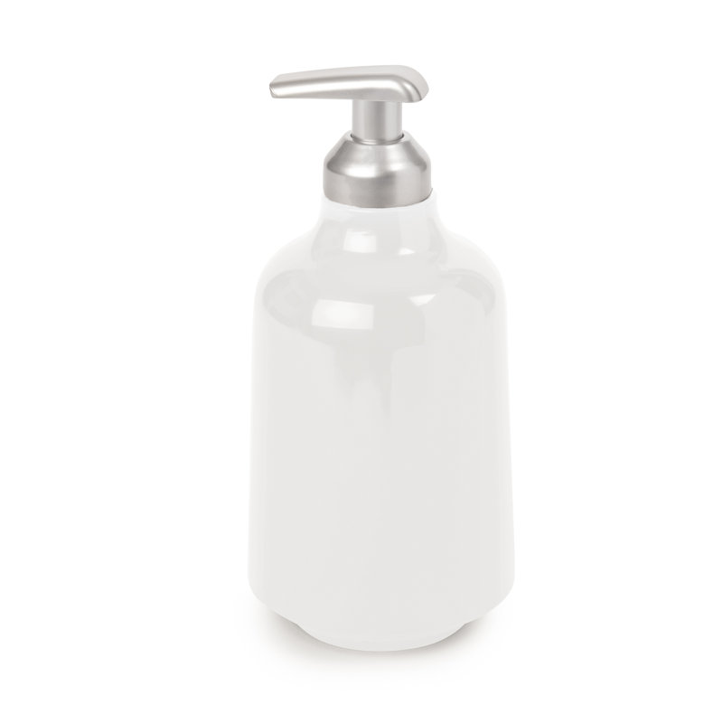 White Glossy Melamine Countertop Soap Dispenser