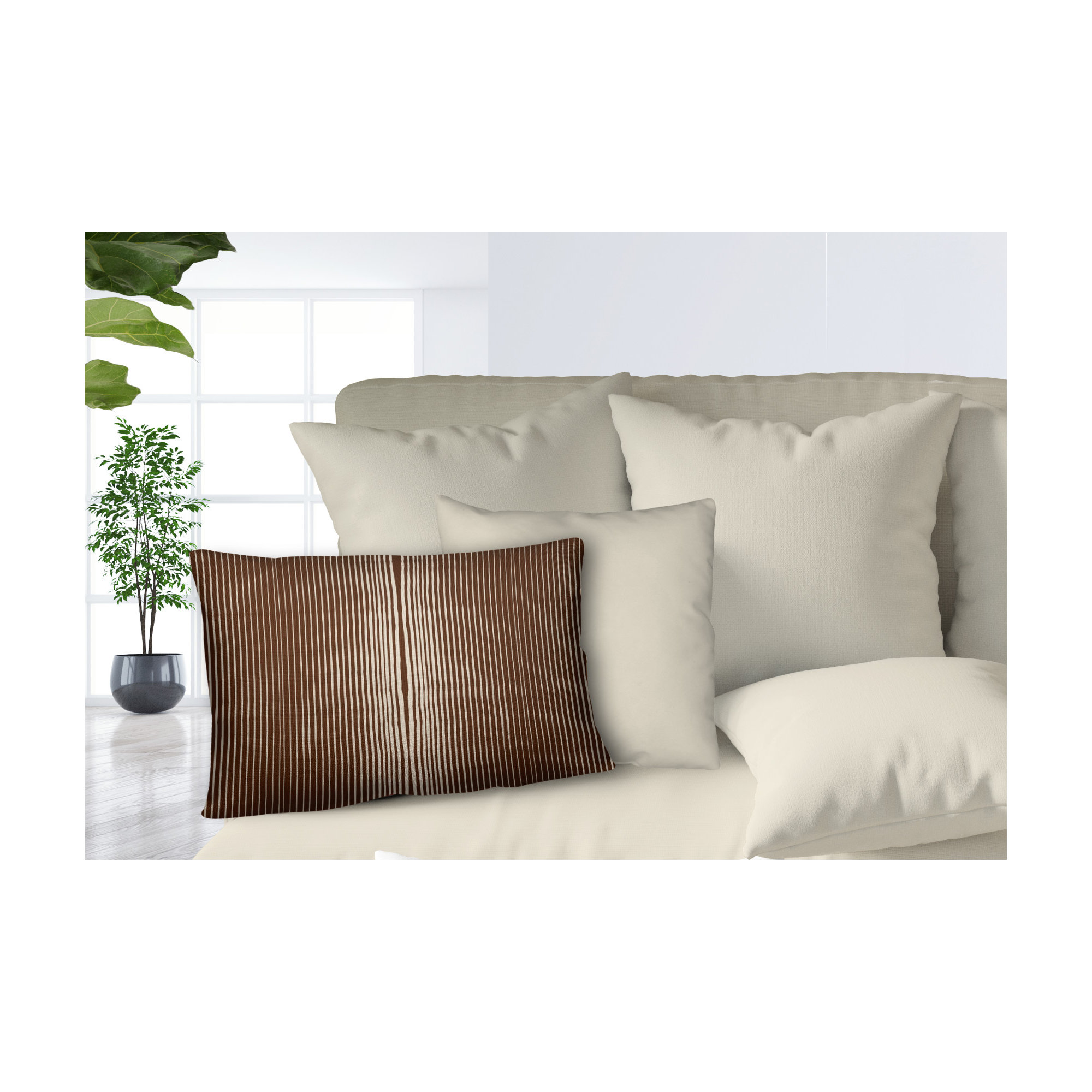 Ash Indoor/Outdoor Lumbar Throw Pillow, Brown