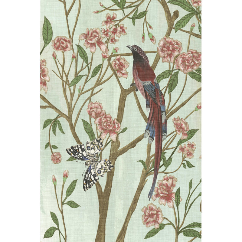 Délicat chinoiserie III, H 12 po x l 8 po x P 1,25 po