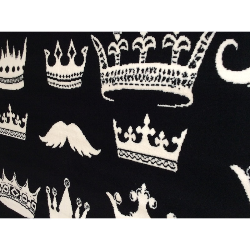 Tapis noir et ivoire à motif abstrait, Rectangle 4pi x 6 pi