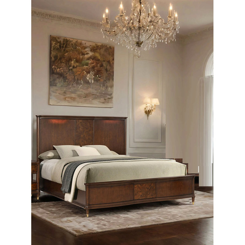 Cadre de lit de style transitionnel cerisier foncé 1pc, Grand lit