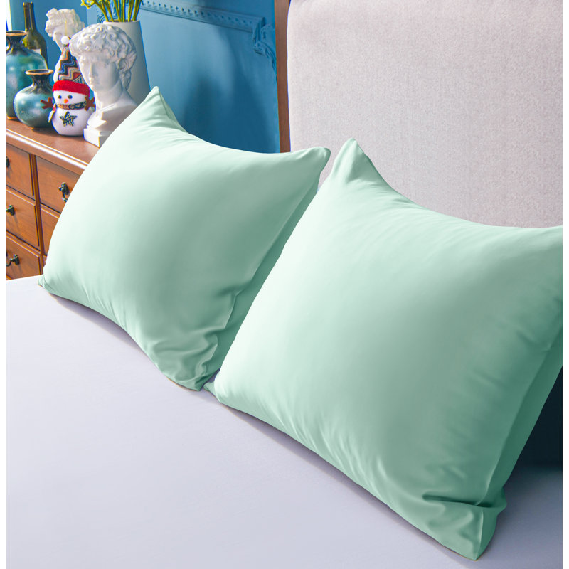 Taie d'oreiller en satin, Cyan, Grand