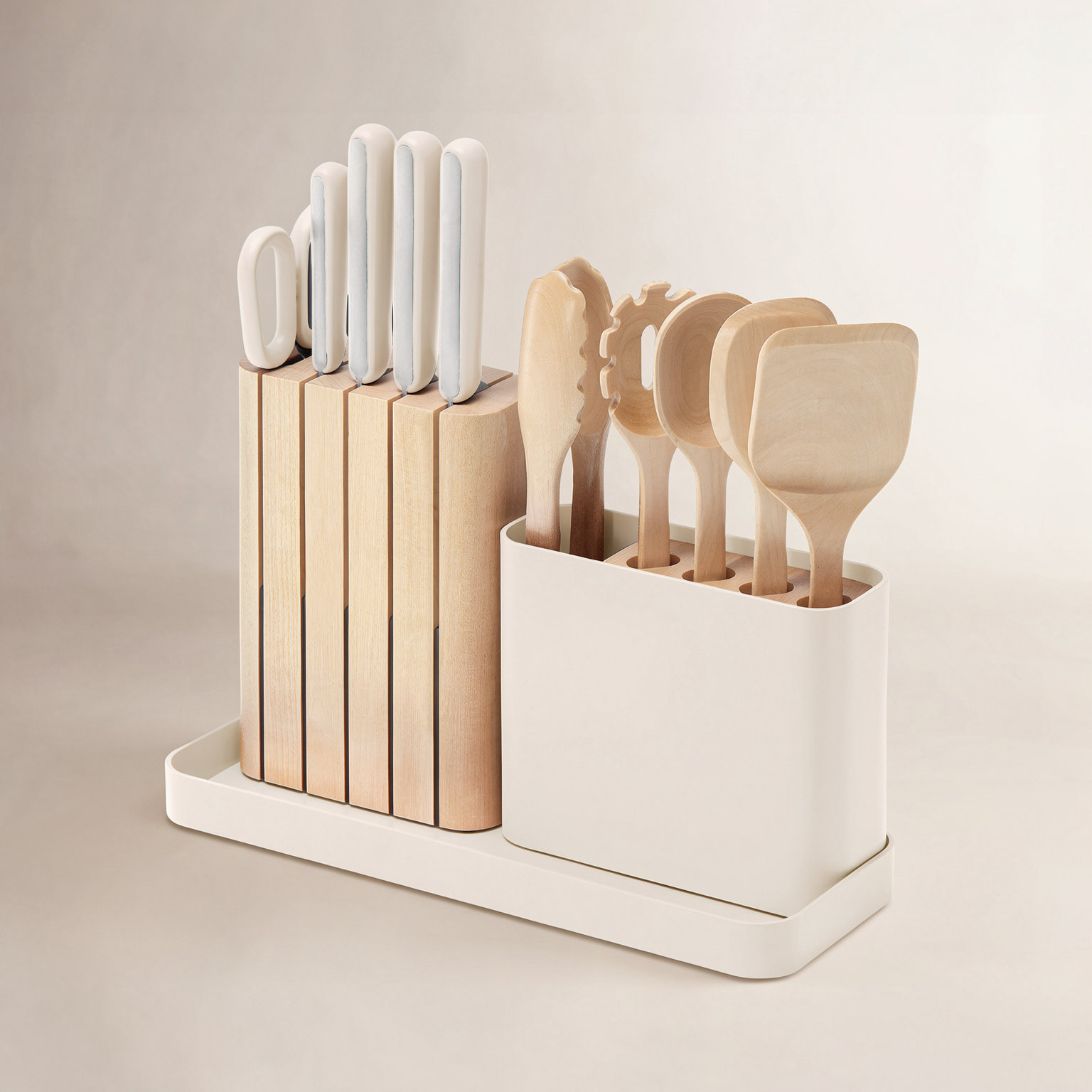 Caraway 14Pc Knife & Utensil Set, Cream