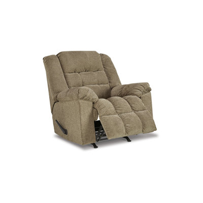 Sancia 45 Inch Chair, Manual Rocker Recliner, Cushioned, Putty Polyester