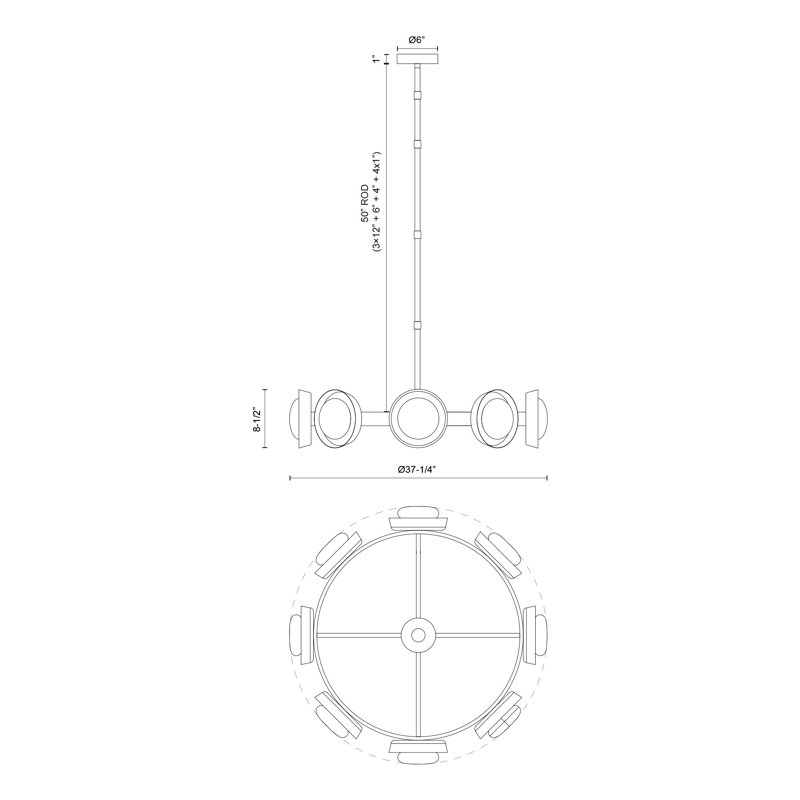 Alonso 8 - Light LED Chandelier, Urban Bronze